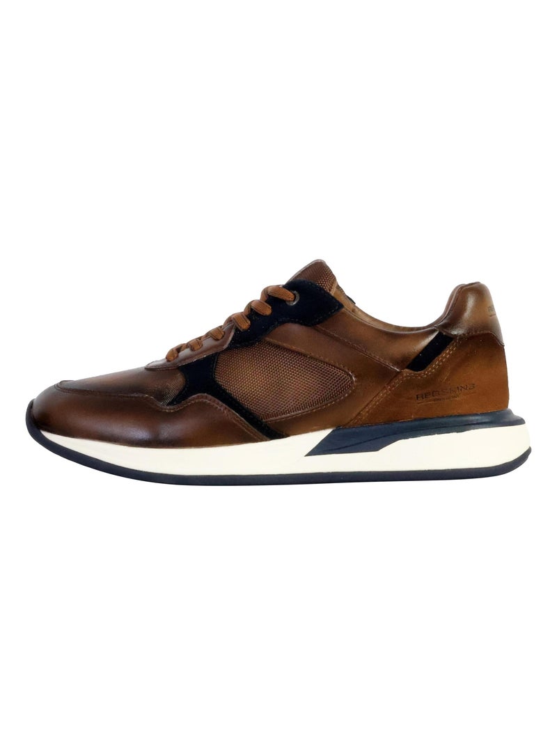 Basket Basse Cuir Redskins Paillon Marron - Kiabi