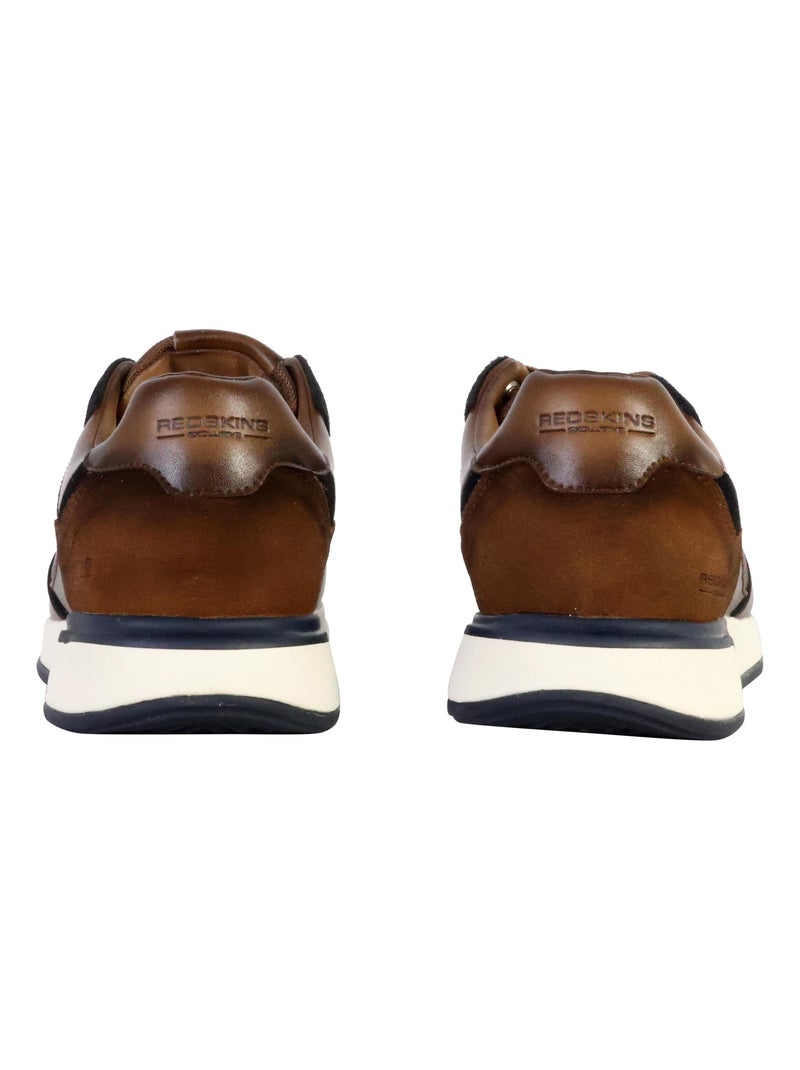 Basket Basse Cuir Redskins Paillon Marron - Kiabi