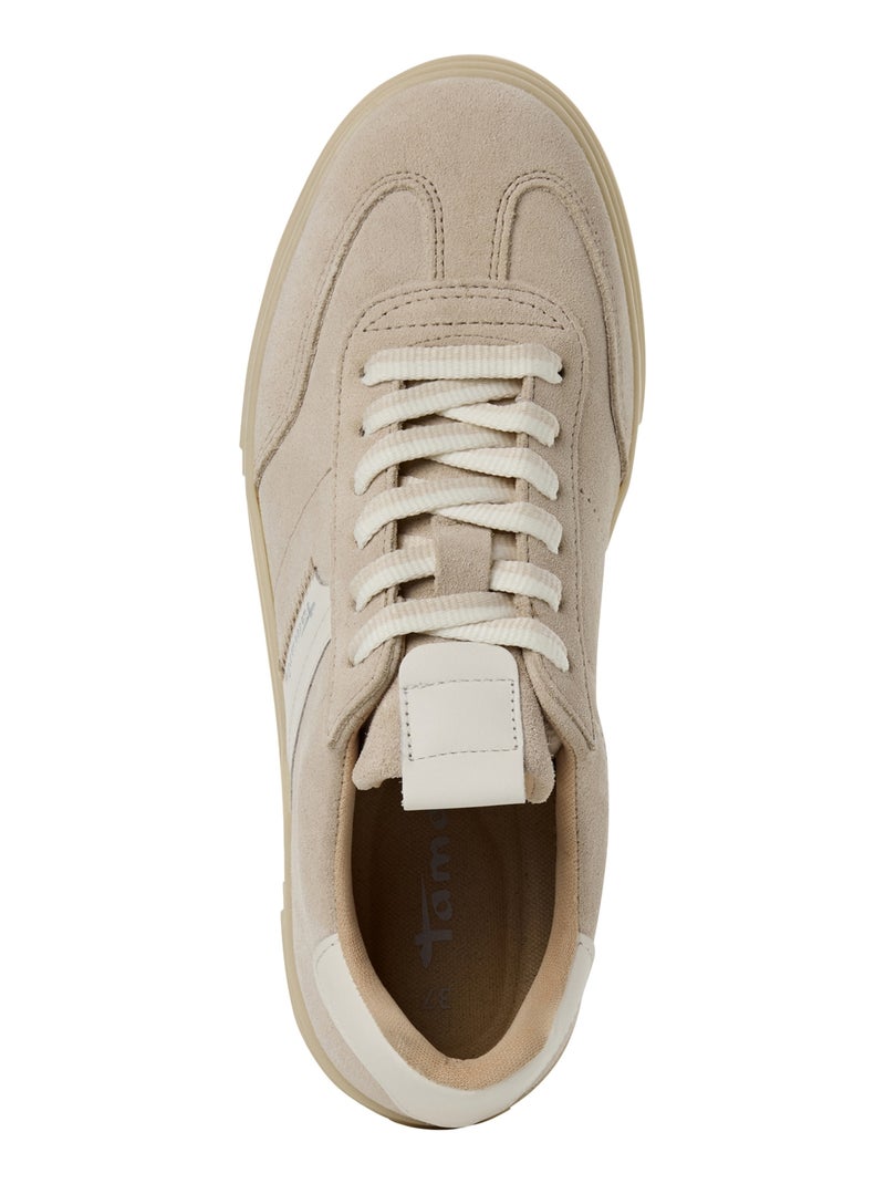 Basket Basse Cuir Tamaris Beige - Kiabi