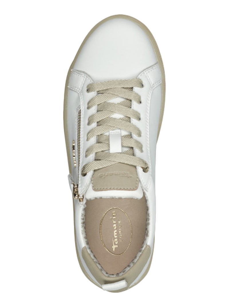 Basket Basse Cuir Tamaris Blanc - Kiabi