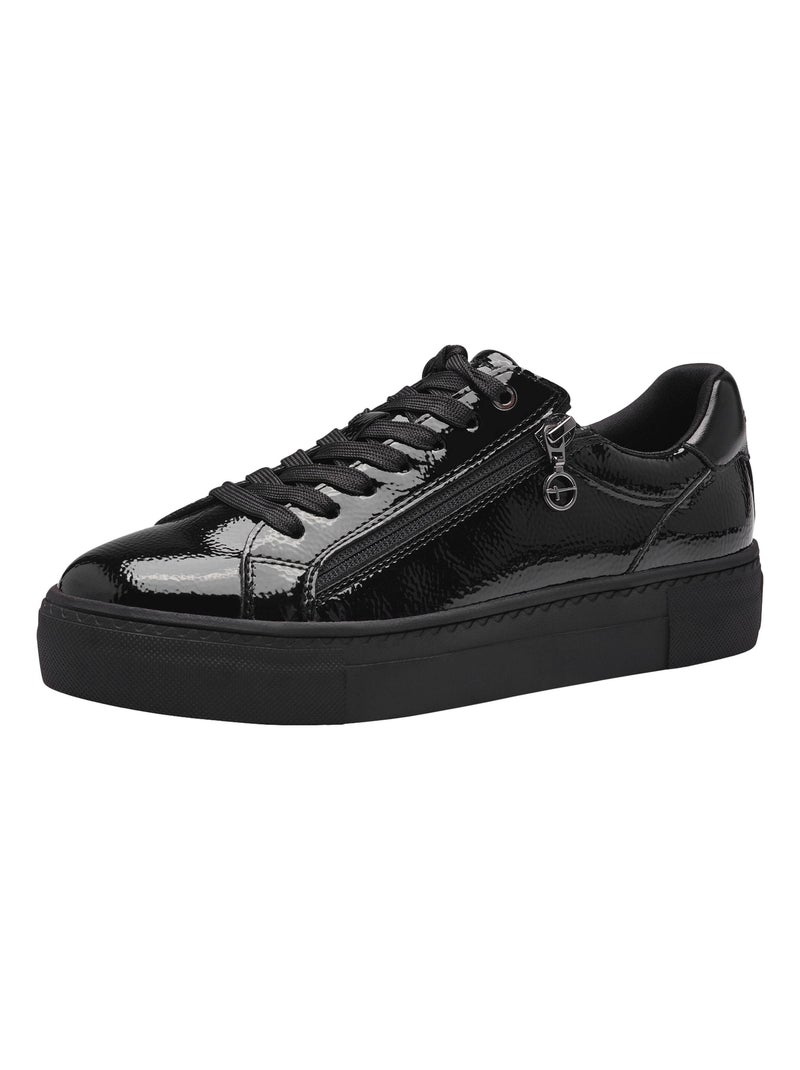 Basket Basse Cuir Tamaris Noir - Kiabi