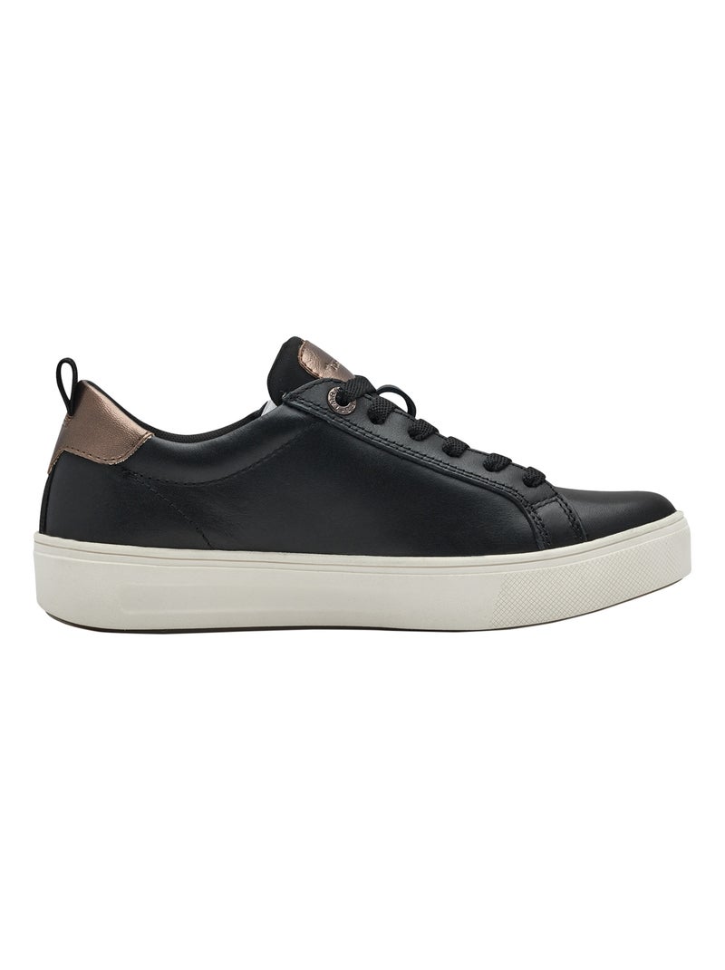 Basket Basse Cuir Tamaris Noir - Kiabi
