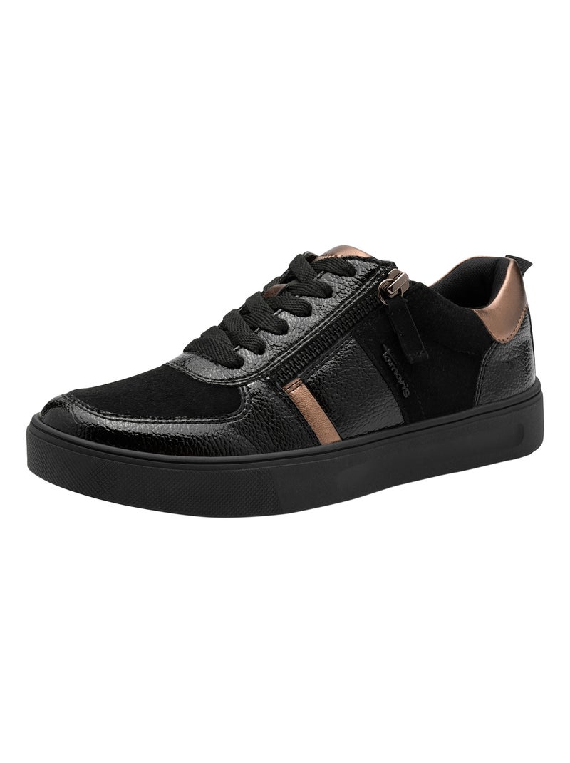Basket Basse Cuir Tamaris Noir - Kiabi