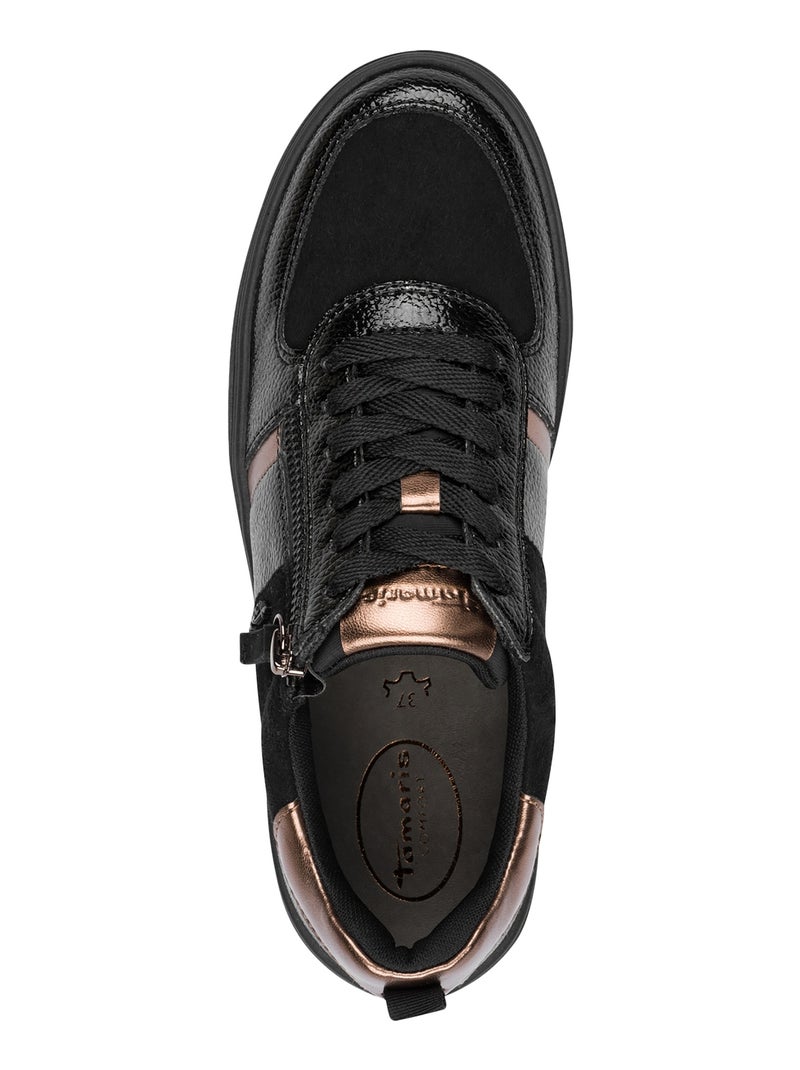 Basket Basse Cuir Tamaris Noir - Kiabi