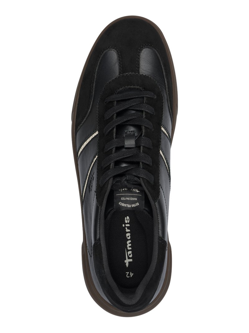 Basket Basse Cuir Tamaris Noir - Kiabi