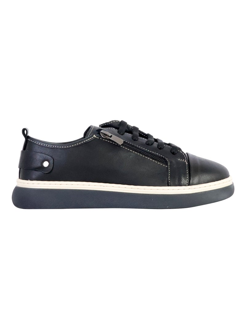 Basket Basse Cuir The Divine Factory Alénoa Noir - Kiabi