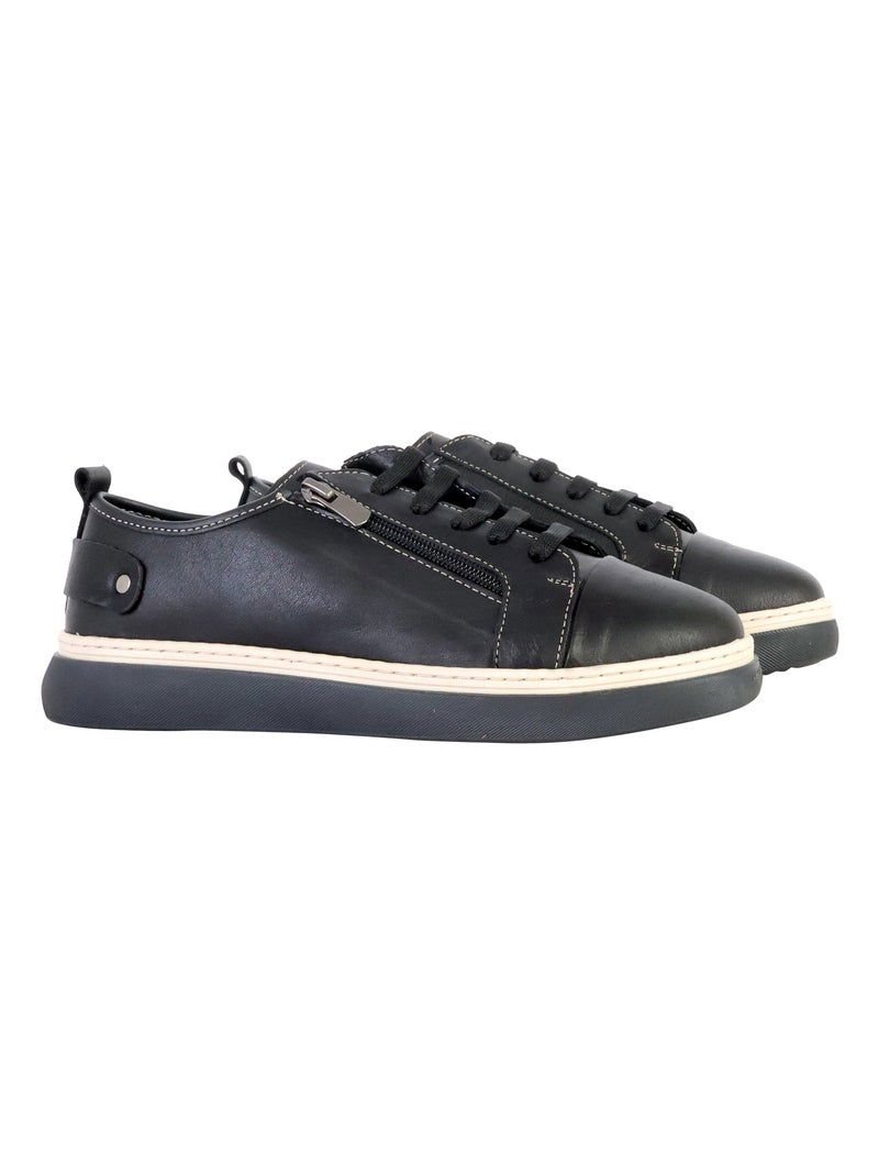 Basket Basse Cuir The Divine Factory Alénoa Noir - Kiabi