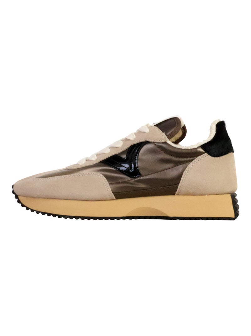 Basket Basse Cuir Victoria Beige - Kiabi