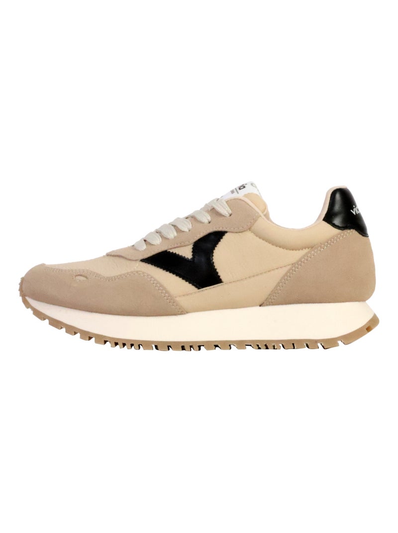 Basket Basse Cuir Victoria Beige - Kiabi
