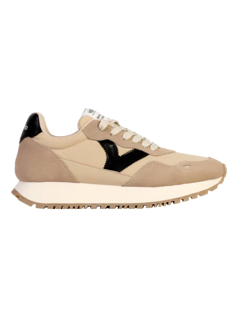Basket Basse Cuir Victoria Beige - Kiabi