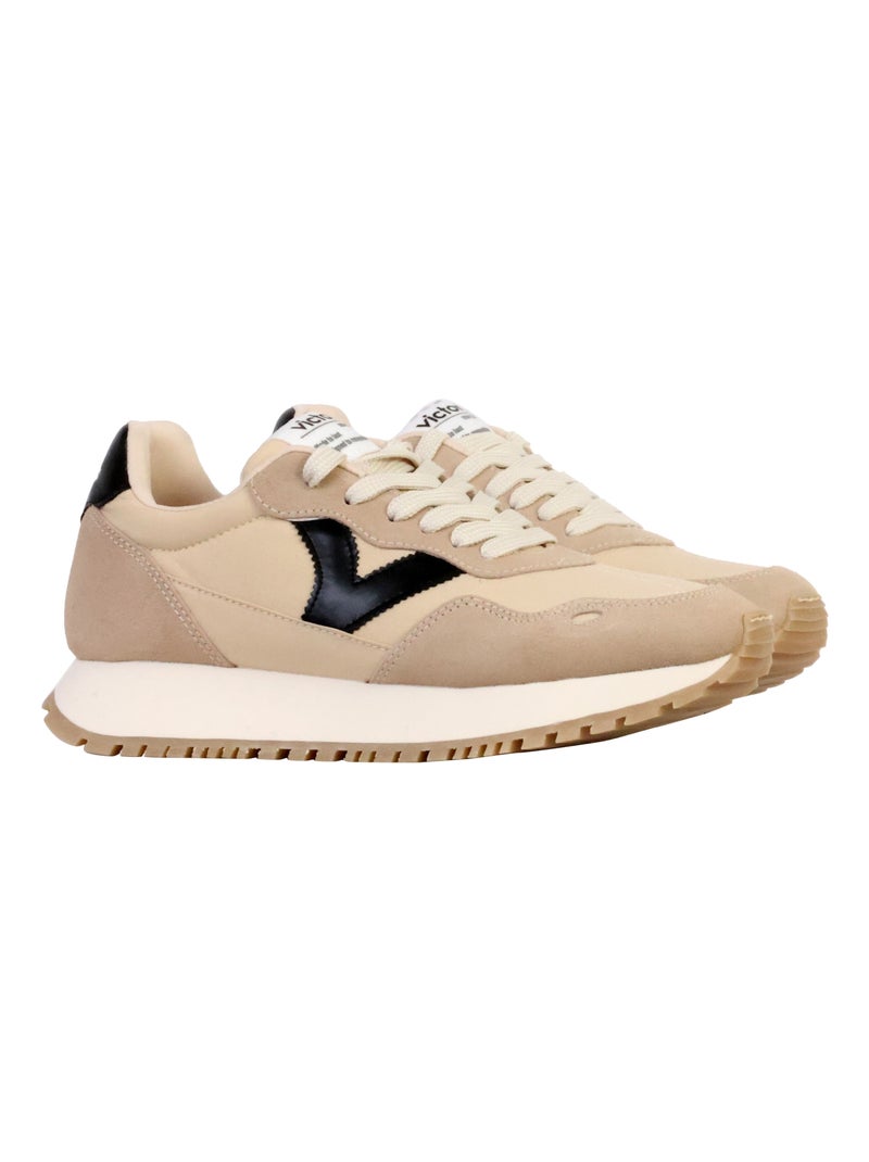 Basket Basse Cuir Victoria Beige - Kiabi