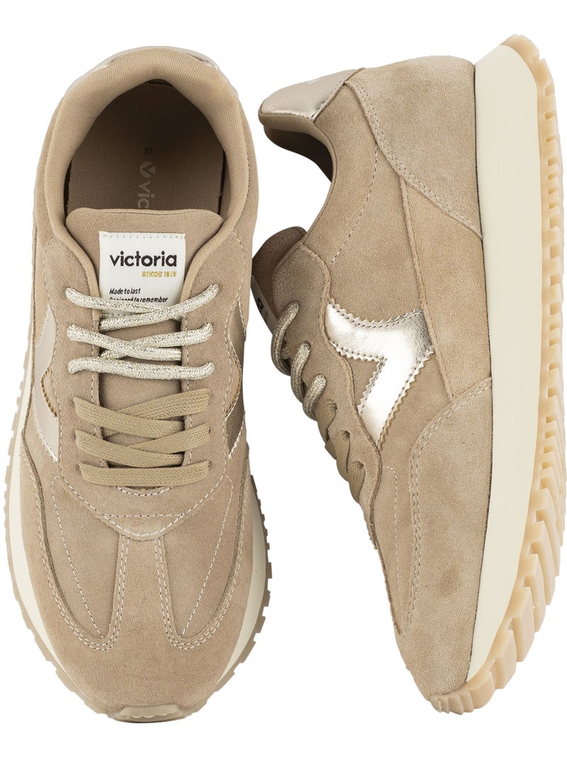 Basket basse cuir victoria Beige - Kiabi