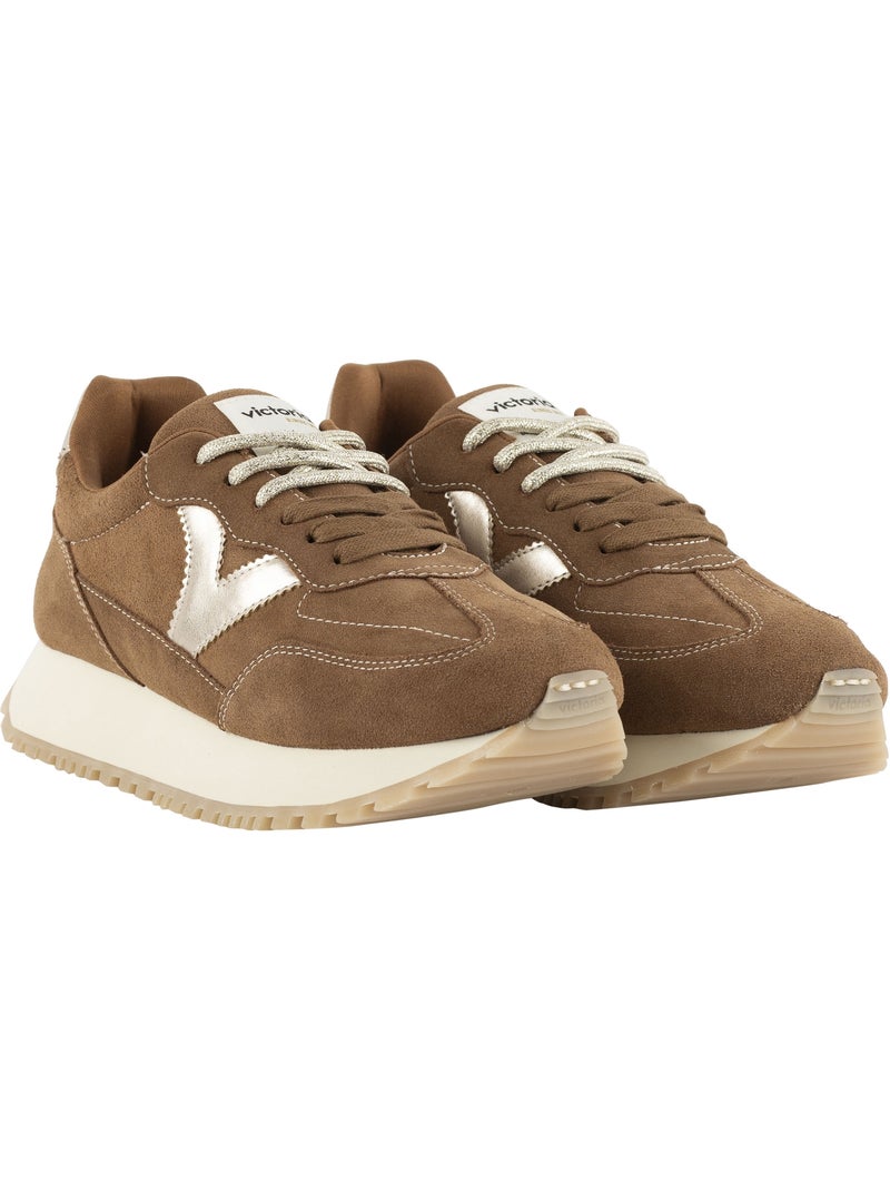 Basket basse cuir victoria Camel - Kiabi