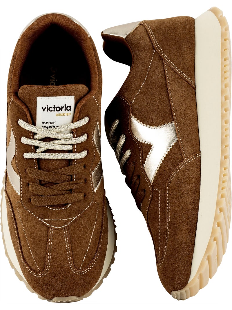 Basket basse cuir victoria Camel - Kiabi