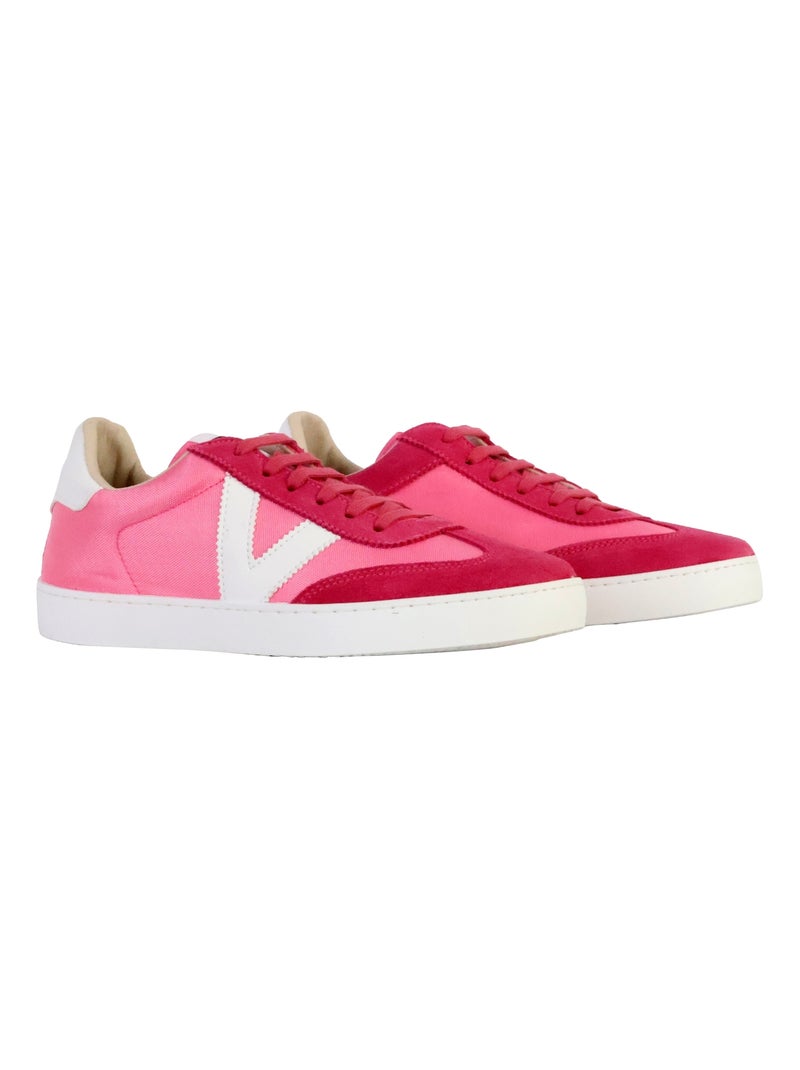 Basket Basse Cuir Victoria Rose fushia - Kiabi