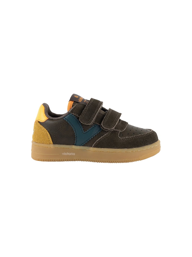 Basket Basse Enfant Cuir Victoria Time Kaki - Kiabi