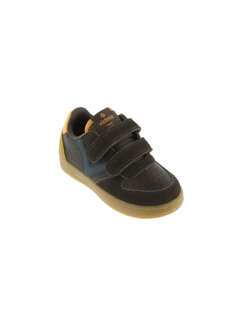 Basket Basse Enfant Cuir Victoria Time Kaki - Kiabi