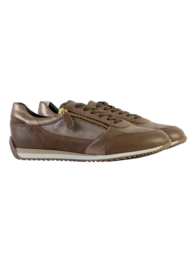 Basket Basse Geox Cuir Calithe Suede+SHI Taupe - Kiabi