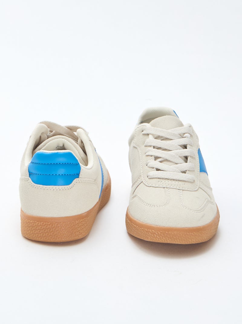 Basket basse suède avec empiècement contrasté Bleu - Kiabi