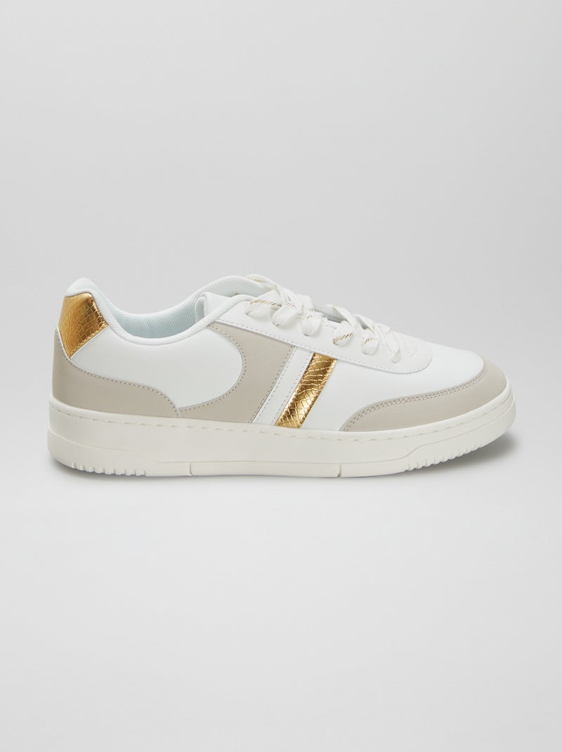 Basket basses en simili Blanc - Kiabi