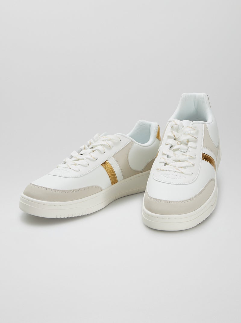Basket basses en simili Blanc - Kiabi
