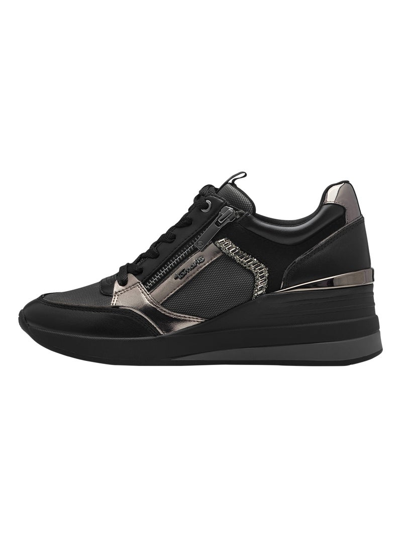 Basket Compensé Cuir Tamaris gris anthracite - Kiabi
