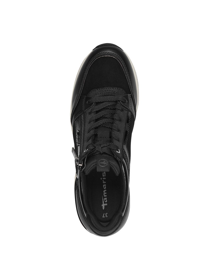 Basket Compensé Cuir Tamaris Noir - Kiabi