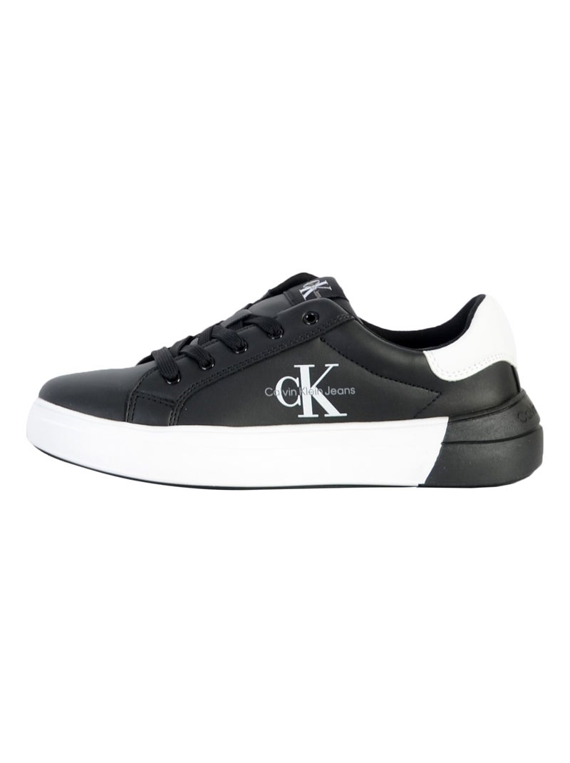 Basket Cuir Calvin Klein Jeans Juniors Low Cut Lace-up 2022 Noir Blanc - Kiabi
