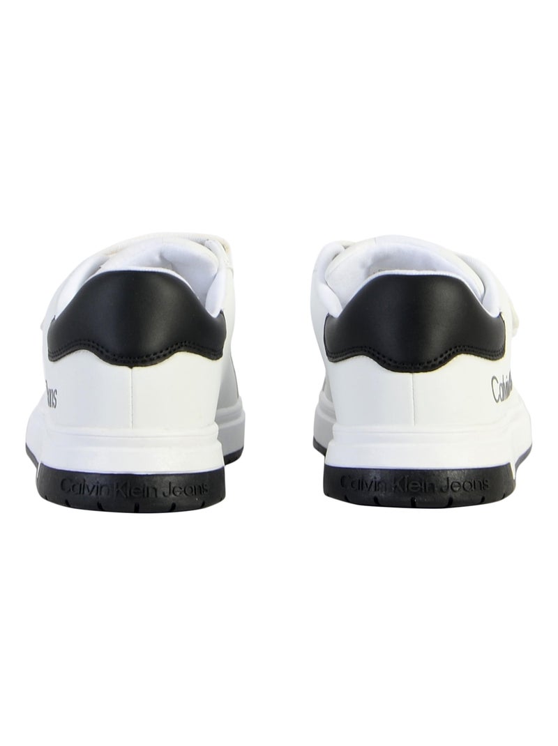 Basket Cuir Calvin Klein Jeans Juniors Low Cut Velcro Blanc - Kiabi