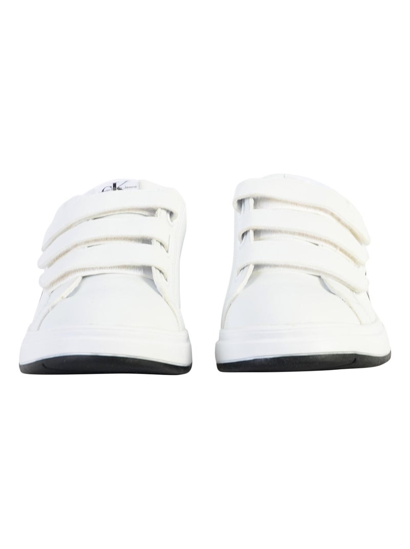 Basket Cuir Calvin Klein Jeans Juniors Low Cut Velcro Blanc - Kiabi