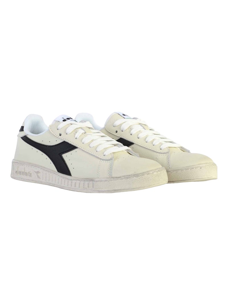 Basket Cuir Diadora Game L Low Waxed Unisex Blanc Noir - Kiabi