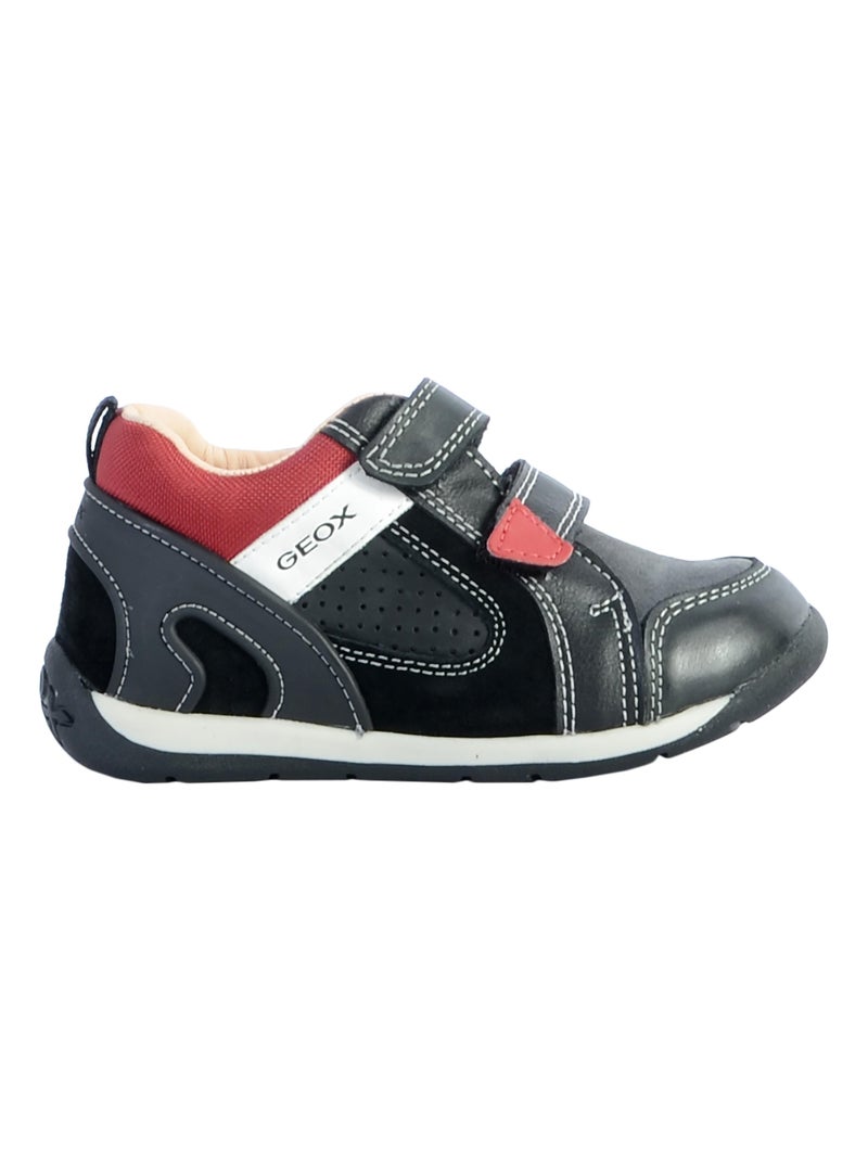 Baskets Geox Respira Garçons - Model Breeda L, Toile Haute, Semelle Respirante, Couleur Orange/gris