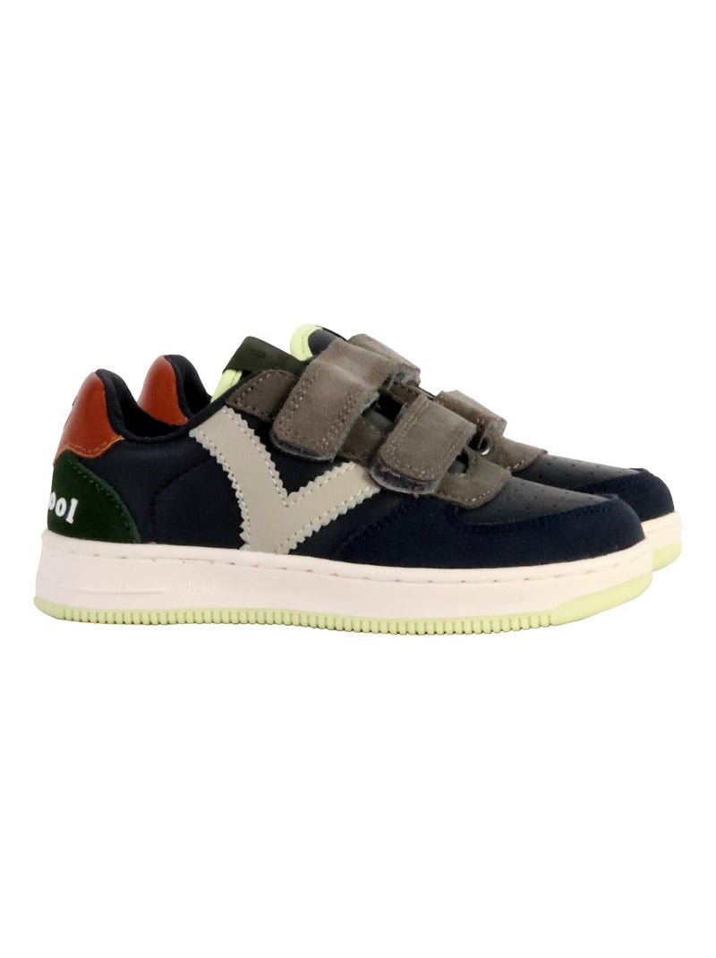 Basket Cuir Enfant Victoria Bleu marine - Kiabi
