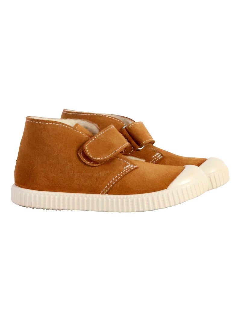 Basket Cuir Enfant Victoria Camel - Kiabi