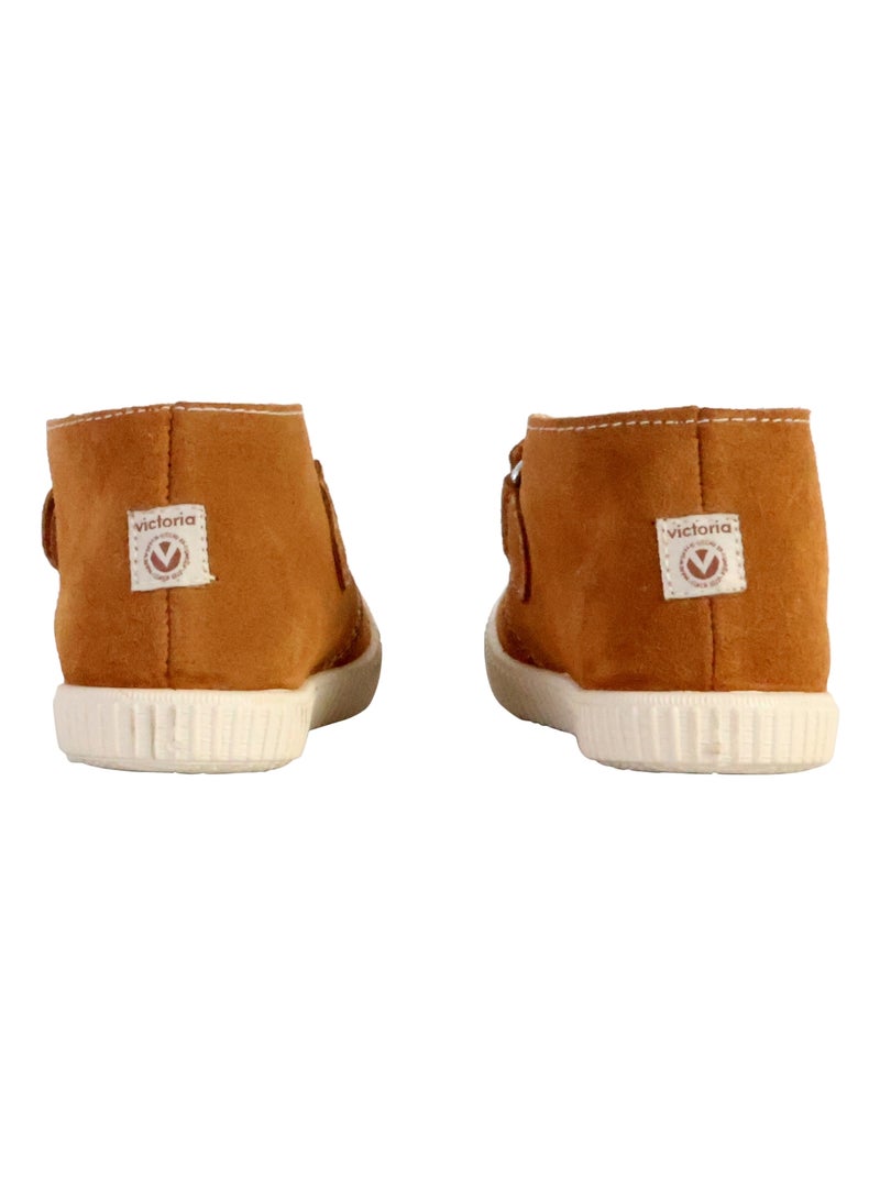 Basket Cuir Enfant Victoria Camel - Kiabi