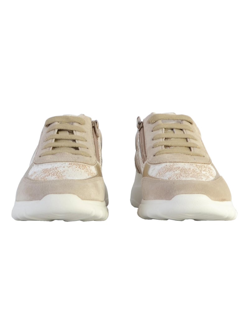 Basket Cuir Geox Alleniee Beige - Kiabi
