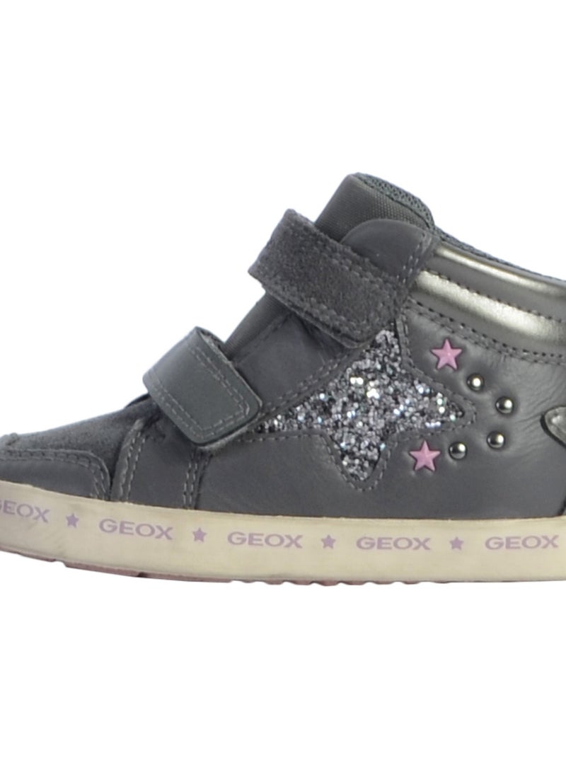 Basket Cuir Geox Enfant Kilwi Gris - Kiabi