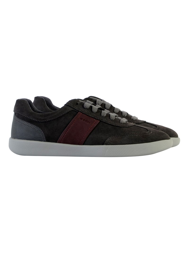 Basket Cuir Geox Rieti Noir Bordeaux - Kiabi
