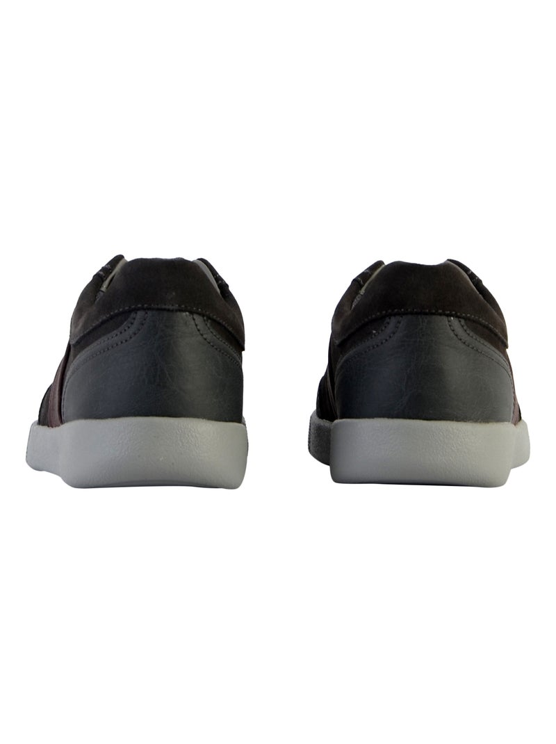 Basket Cuir Geox Rieti Noir Bordeaux - Kiabi