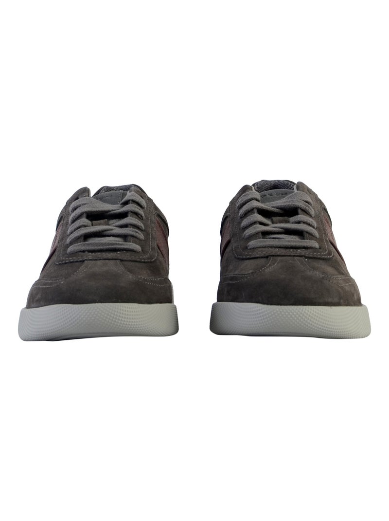 Basket Cuir Geox Rieti Noir Bordeaux - Kiabi