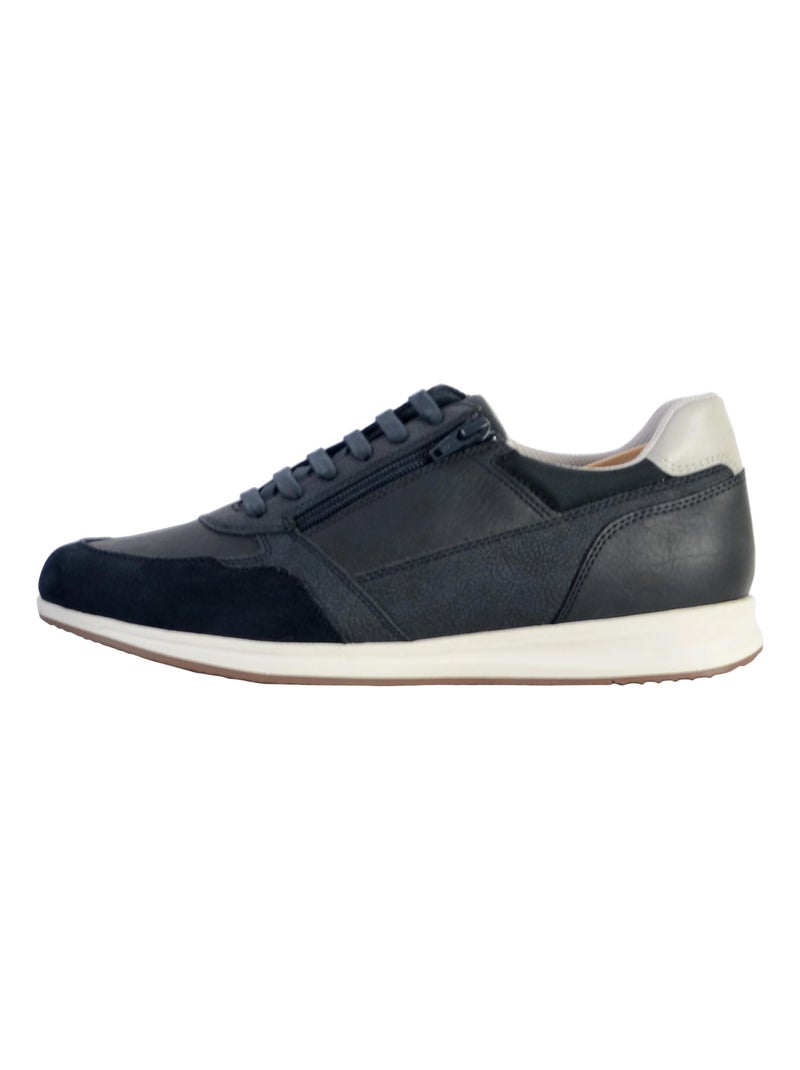 Basket Cuir Geox U Avery A Wrinkl Bleu - Kiabi