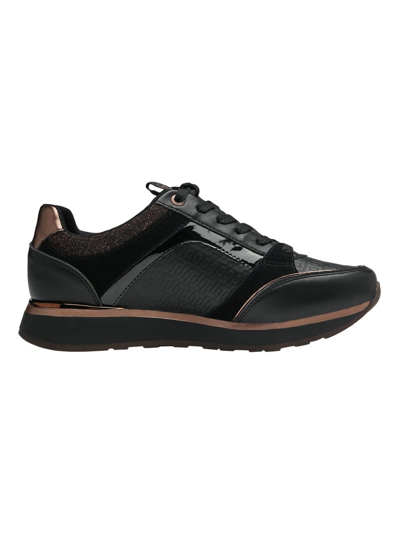 Basket Cuir Plate Tamaris Noir - Kiabi