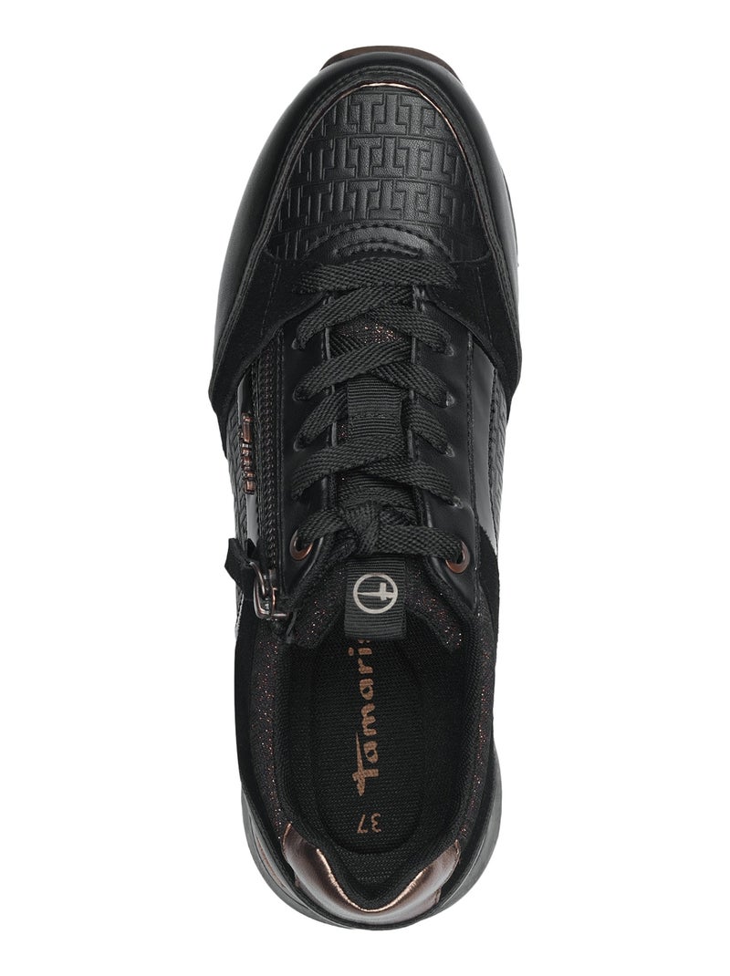 Basket Cuir Plate Tamaris Noir - Kiabi