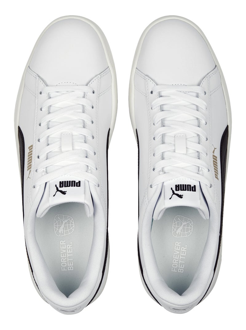 Basket Cuir Puma Smash Blanc Noir - Kiabi