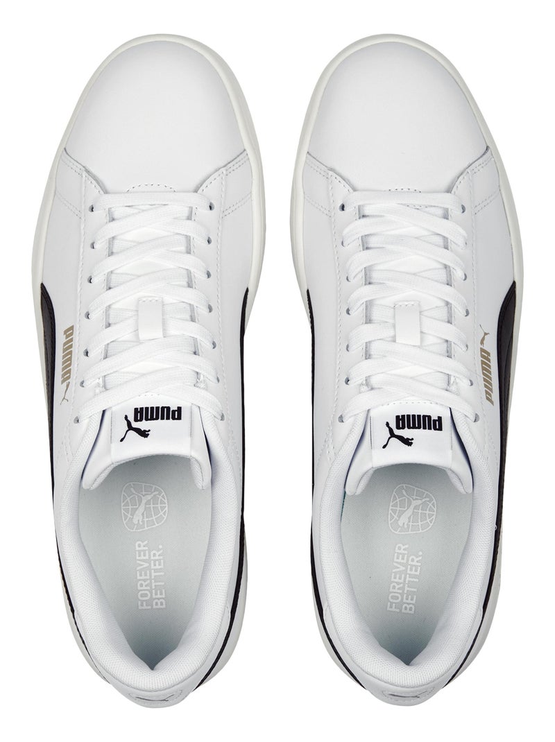 Basket Cuir Puma Smash Blanc Noir - Kiabi