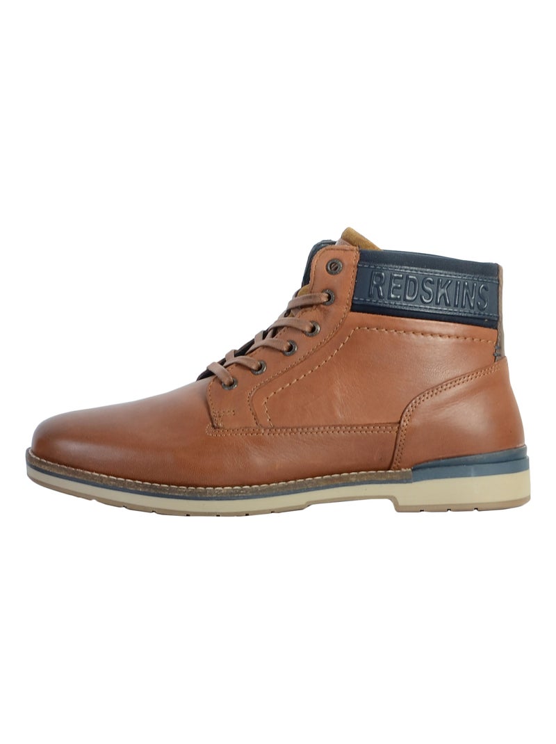 Basket Cuir Redskins Alban Marron - Kiabi