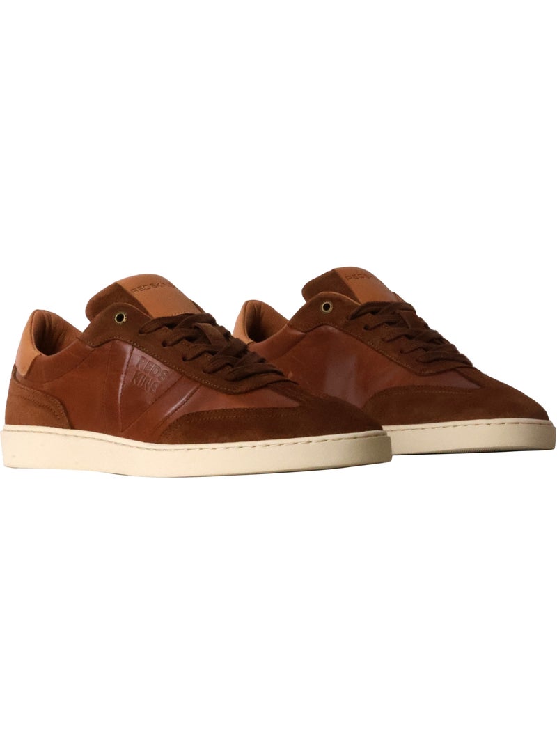 Basket Cuir Redskins Quadri Marron - Kiabi