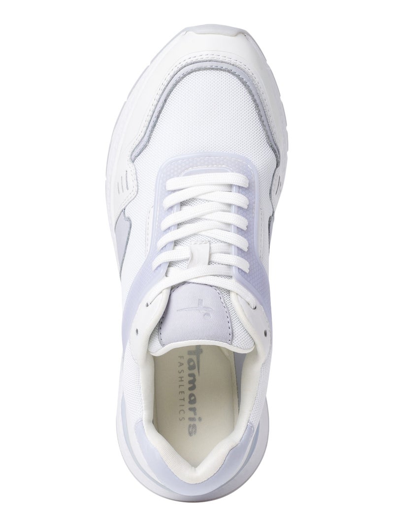Basket Cuir Tamaris Blanc Bleu - Kiabi