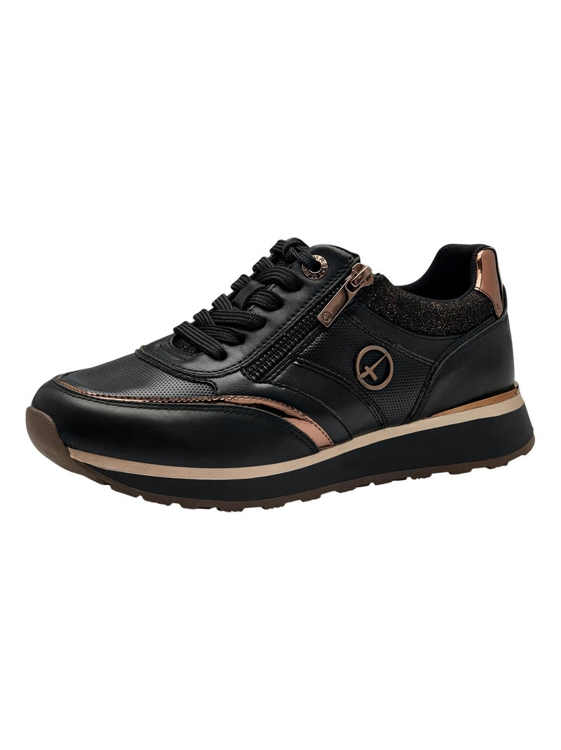 Basket Cuir Tamaris Noir - Kiabi