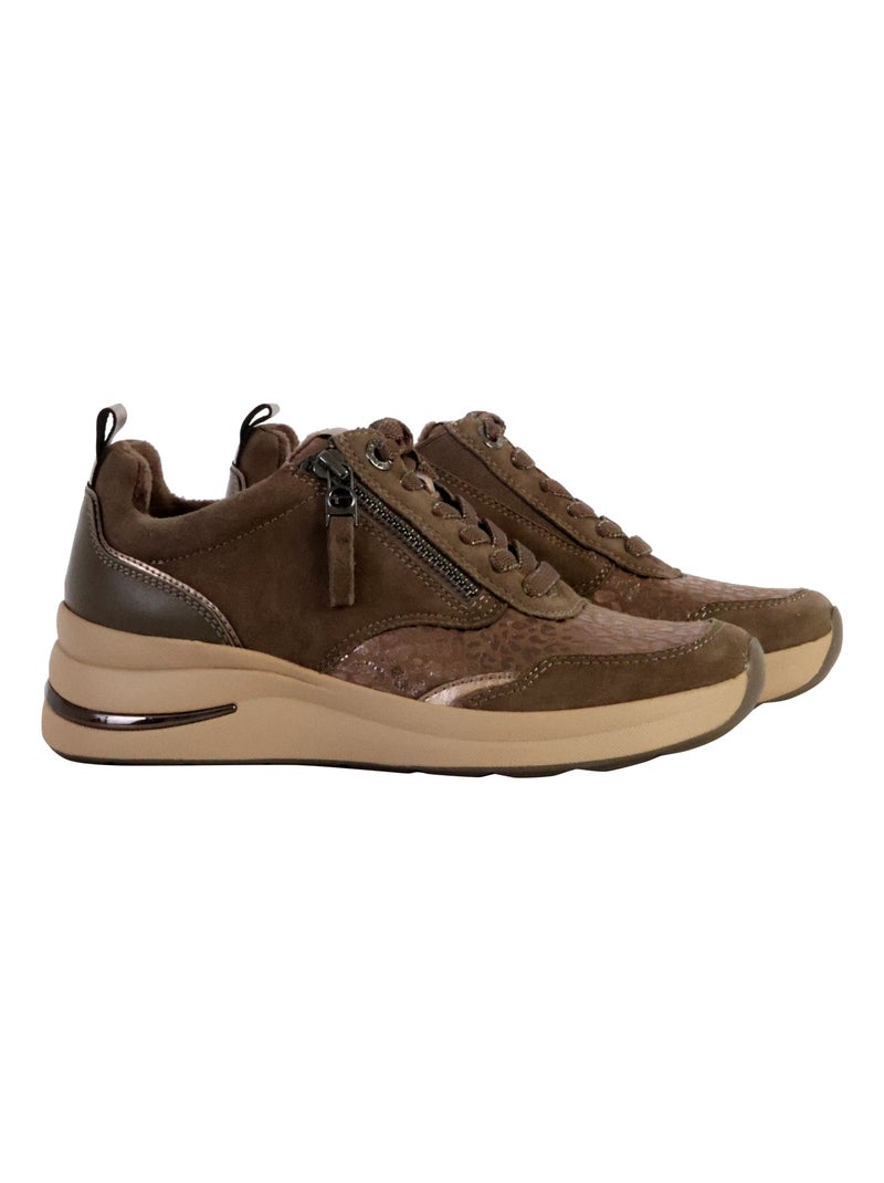 Basket Cuir Tamaris Taupe - Kiabi